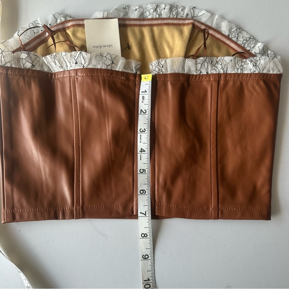 Idem Ditto Faux Leather Strapless‎ Top NWT Brown Corset Style Size M - Picture 8 of 9
